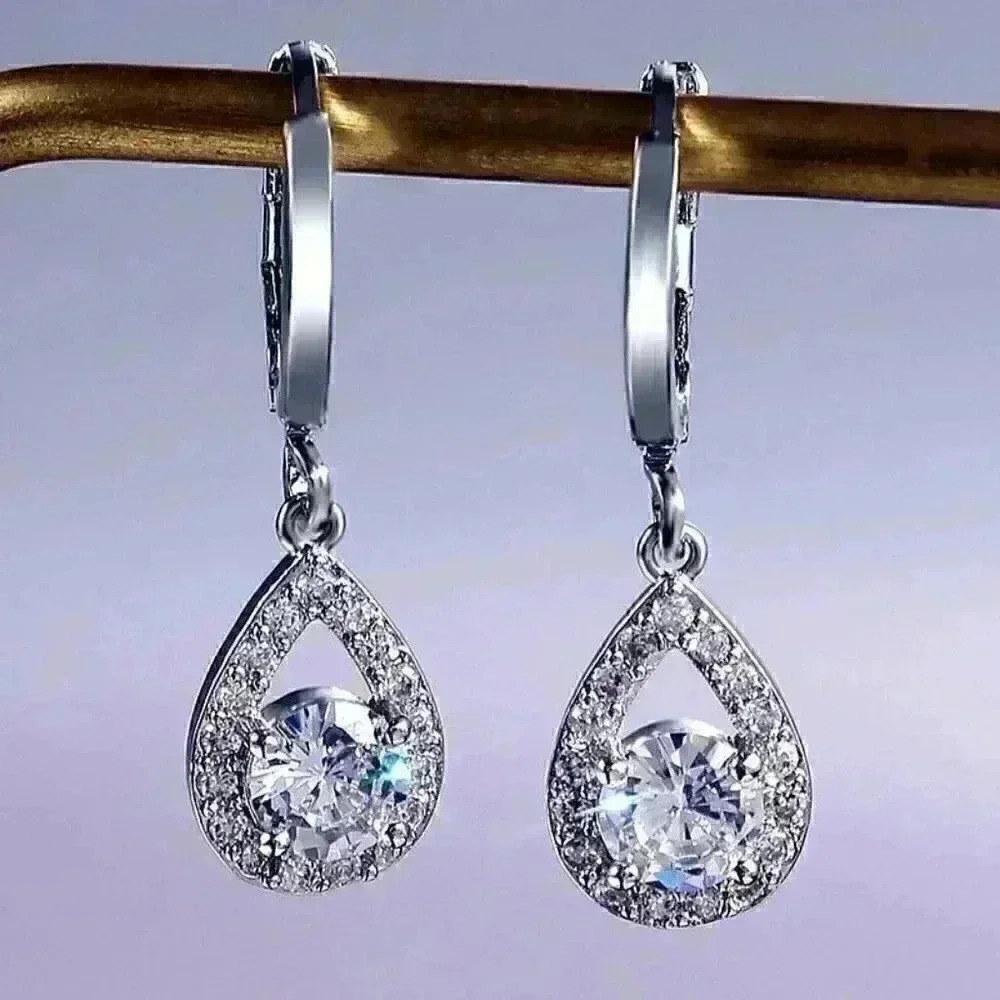 New Beautiful 925 Silver CZ Earrings